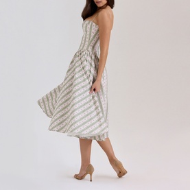 Samaria Floral Stripe Flared Dress
