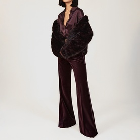 Elia Velvet Tuxedo-Stripe Flares