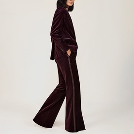 Elia Velvet Tuxedo-Stripe Flares