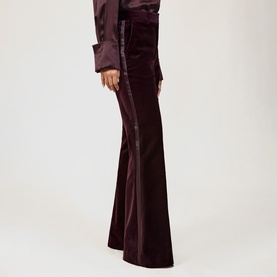 Elia Velvet Tuxedo-Stripe Flares