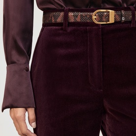 Elia Velvet Tuxedo-Stripe Flares