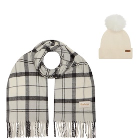 Logo Beanie Hat & Check Scarf Two-Piece Set