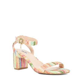 Memee Striped Block Heels