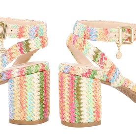 Memee Striped Block Heels