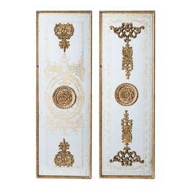 Mindy Brownes Parisienne Wall D&eacute;cor, cream panels with ornate gold floral and medallion relief detailing, set of two