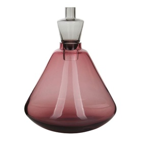 Mindy Browne Glass Vase in purple, wide conical base with narrow grey glass stopper top, smooth finish