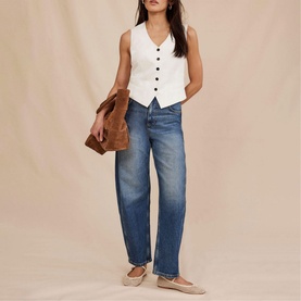 High-Rise Tapered Barrel Jeans