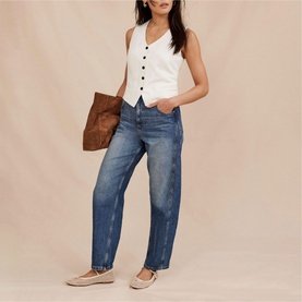 High-Rise Tapered Barrel Jeans