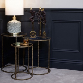 Mirror Top Nest of Tables Three-Piece Set