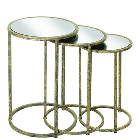 Mirror Top Nest of Tables Three-Piece Set