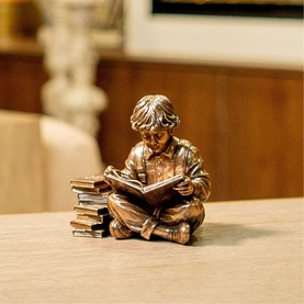 Reading Time Boy Bronze Ornament