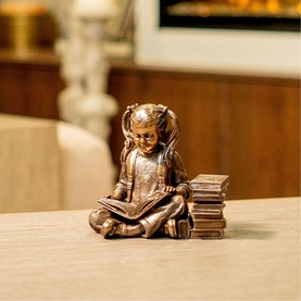 Reading Time Girl Bronze Ornament