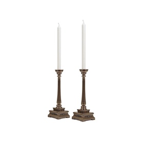 Oriental Bronze Candle Holders, Set of Two