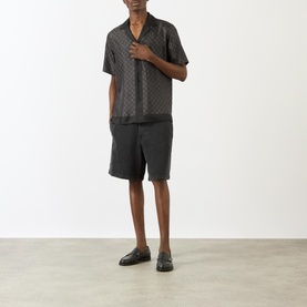Logo Print Silk Bowling Shirt