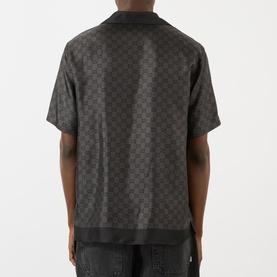Logo Print Silk Bowling Shirt