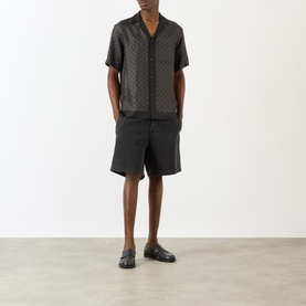 Logo Print Silk Bowling Shirt