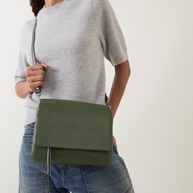 Three Flap Leather Crossbody Bag