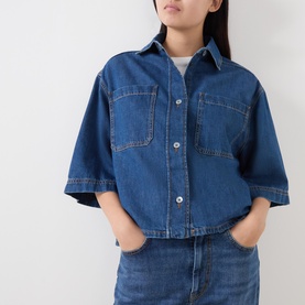 Enza Cropped Denim Shirt