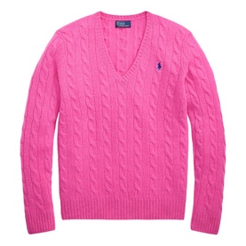 Kimberly Polo Player Logo Cable Knit Sweater