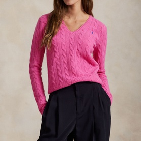 Kimberly Polo Player Logo Cable Knit Sweater