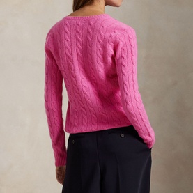Kimberly Polo Player Logo Cable Knit Sweater