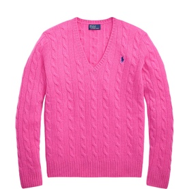 Kimberly Polo Player Logo Cable Knit Sweater