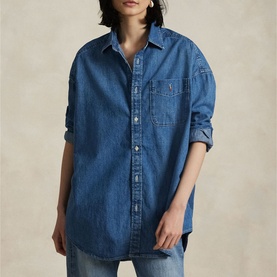 Polo Player Logo Oversized Denim Shirt
