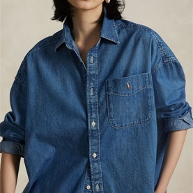 Polo Player Logo Oversized Denim Shirt