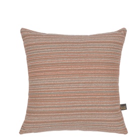 Scatterbox Capri Coral Cushion 43x43cm, striped woven textile in coral and grey tones with a square shape