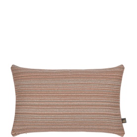 Scatterbox Capri Coral Cushion 40x60cm, rectangular with fine horizontal stripe weave in coral, terracotta and neutral tones
