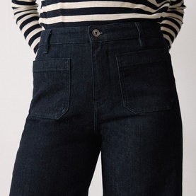 Rhea Patch Pocket High-Rise Wide Leg Jeans