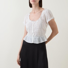 Sandi Pintuck Embroidered Blouse