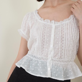 Sandi Pintuck Embroidered Blouse