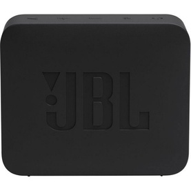 JBL Go 2 Essential portable Bluetooth speaker in black, compact square design with embossed logo