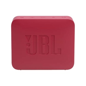 JBL Go 2 Essential portable Bluetooth speaker in red, compact square design with embossed logo, IPX7 waterproof rating