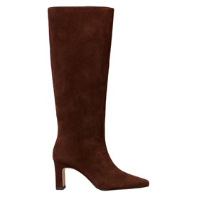 Suede Heeled Knee High Boots