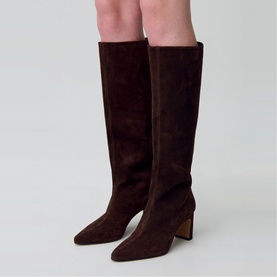 Suede Heeled Knee High Boots