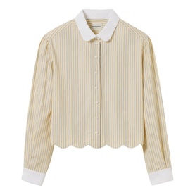 Striped Scallop Hem Shirt