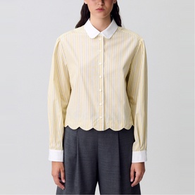 Striped Scallop Hem Shirt