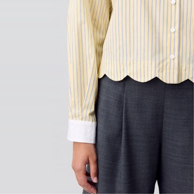 Striped Scallop Hem Shirt