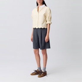 Striped Scallop Hem Shirt