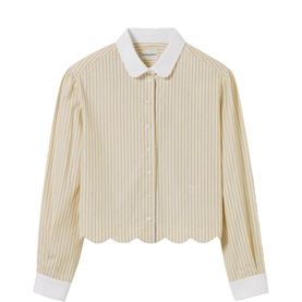 Striped Scallop Hem Shirt