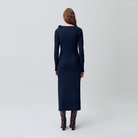 Tie-Detail Ribbed-Knit Dress