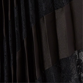 Lace Insert Asymmetric Pleated Skirt