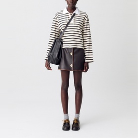 Striped Lace-Up Polo Shirt
