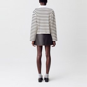 Striped Lace-Up Polo Shirt
