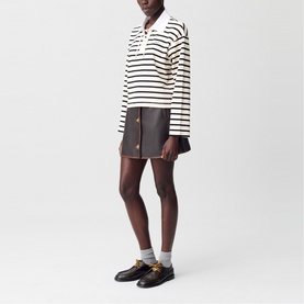 Striped Lace-Up Polo Shirt