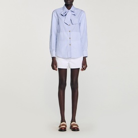 Striped Pussybow Blouse