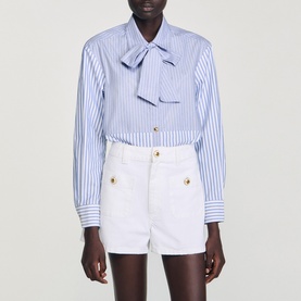 Striped Pussybow Blouse