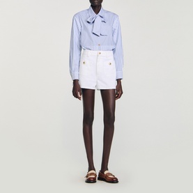 Striped Pussybow Blouse